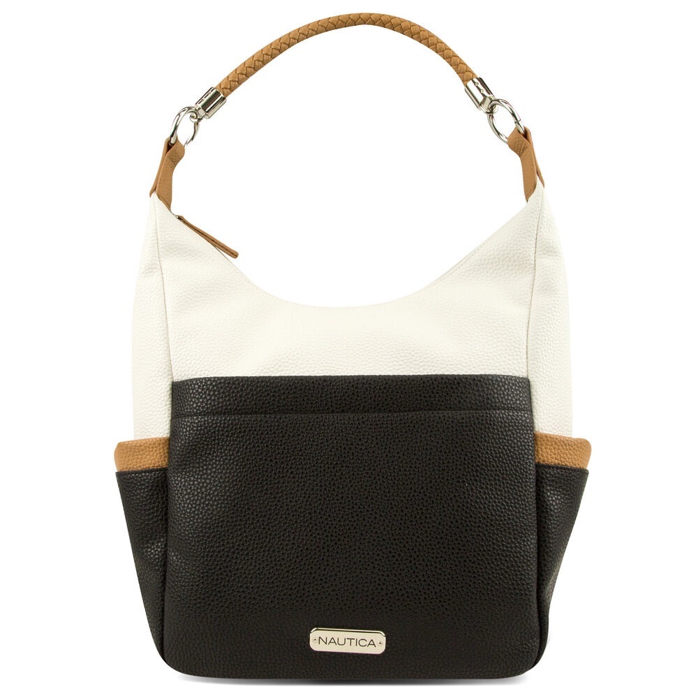 Nautica Two-Tone Black and Cream Hobo Bag Port O Call Purse NWT
